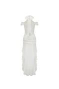 Load image into Gallery viewer, White Halter Neck Lace Dress With Tail
