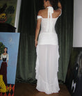 Load image into Gallery viewer, White Halter Neck Lace Dress With Tail
