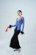 Load image into Gallery viewer, Dream To The Moon - Hand Painted Tulle Long Sleeve Feather Top
