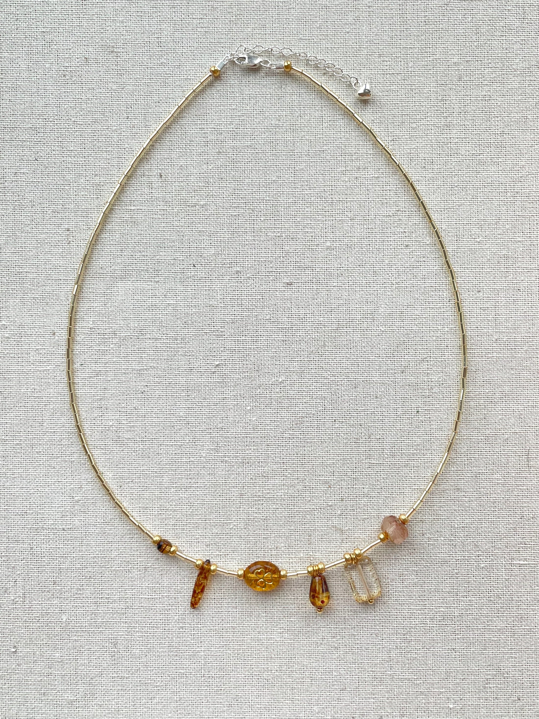 Honey Glow Multi-Charms Necklace