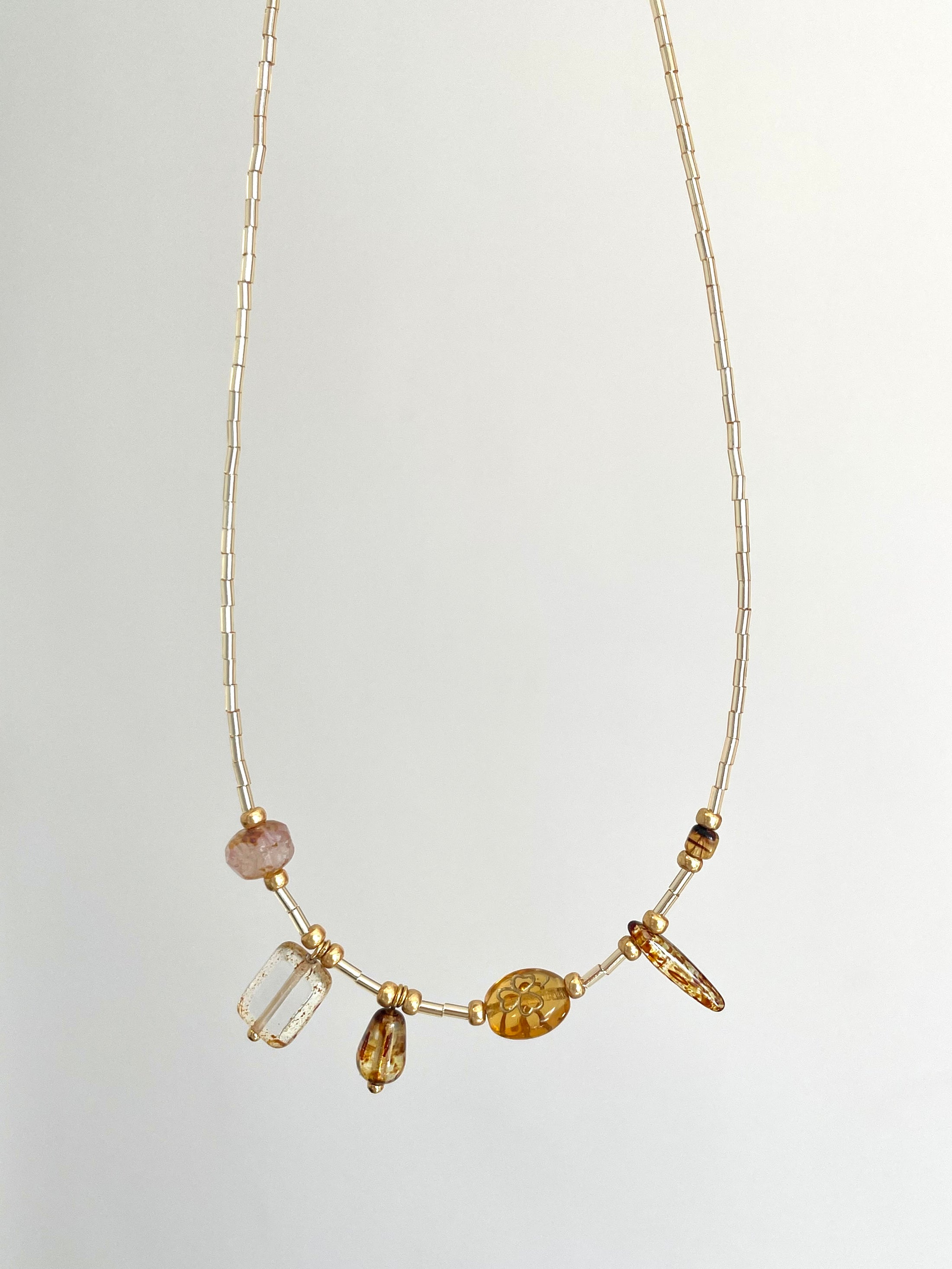 Honey Glow Multi-Charms Necklace