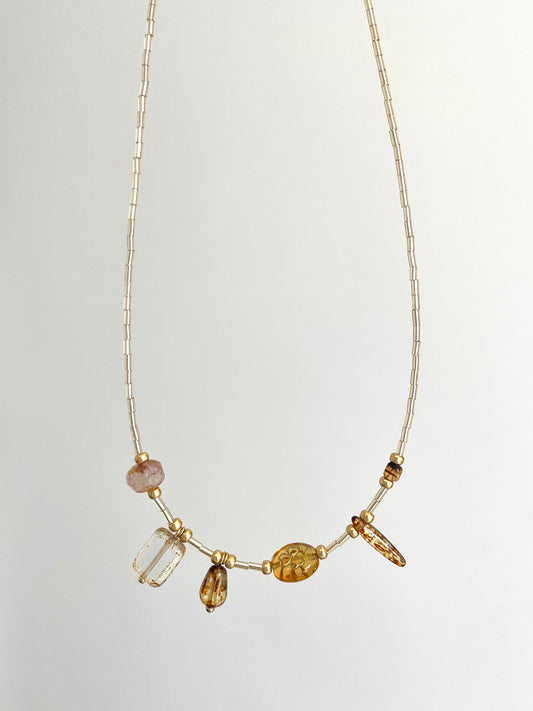 Honey Glow Multi-Charms Necklace