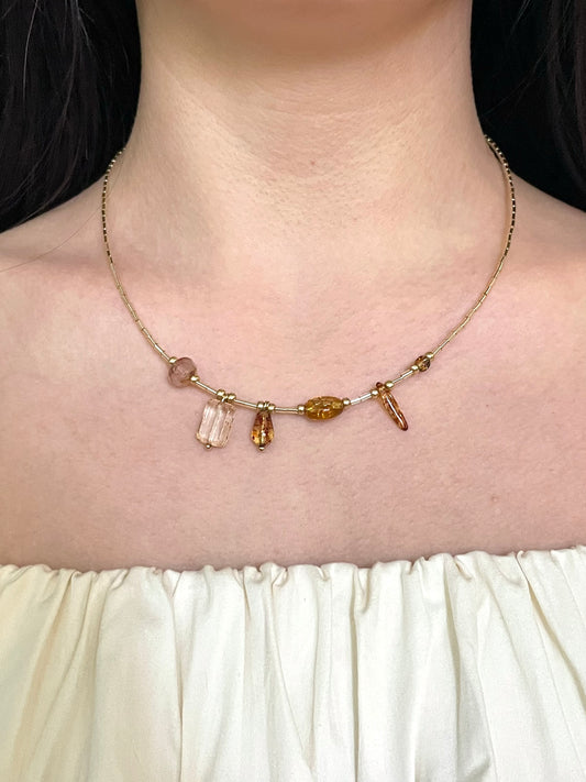 Honey Glow Multi-Charms Necklace