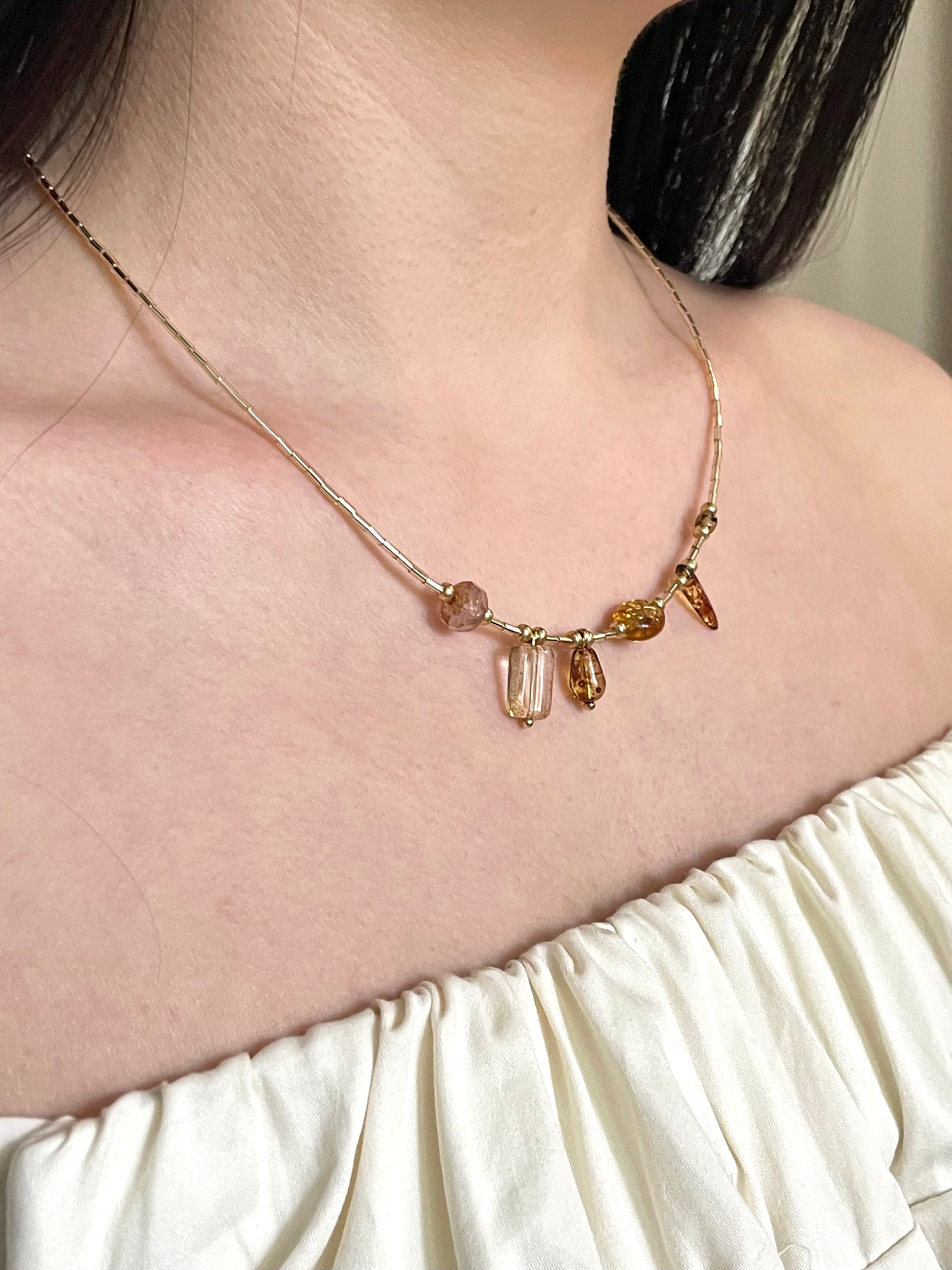 Honey Glow Multi-Charms Necklace