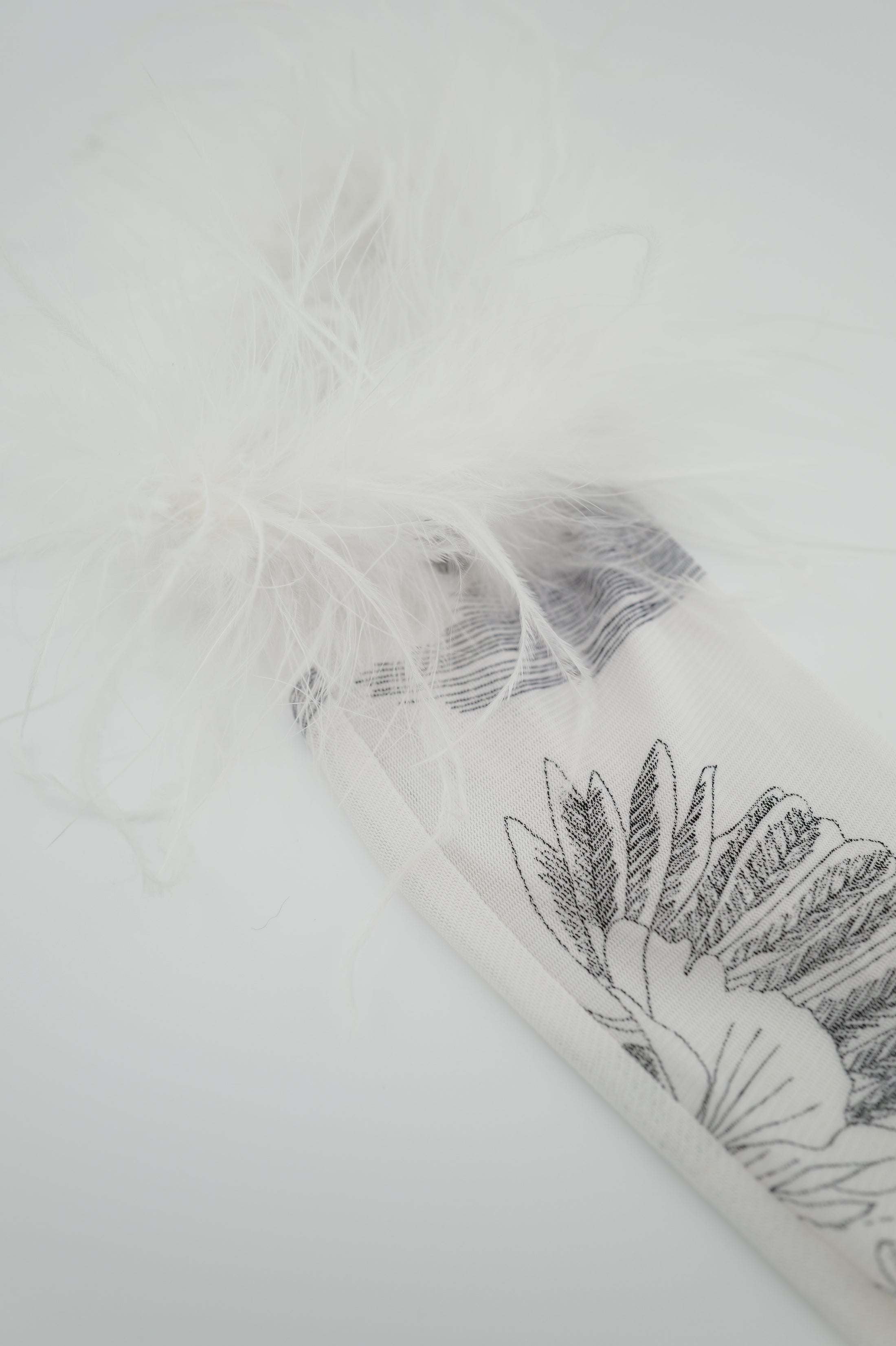 Dream To The Moon - Hand Painted Tulle Long Sleeve Feather Top