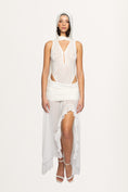 Load image into Gallery viewer, White Hooded Lace Bodysuit With Pearls
