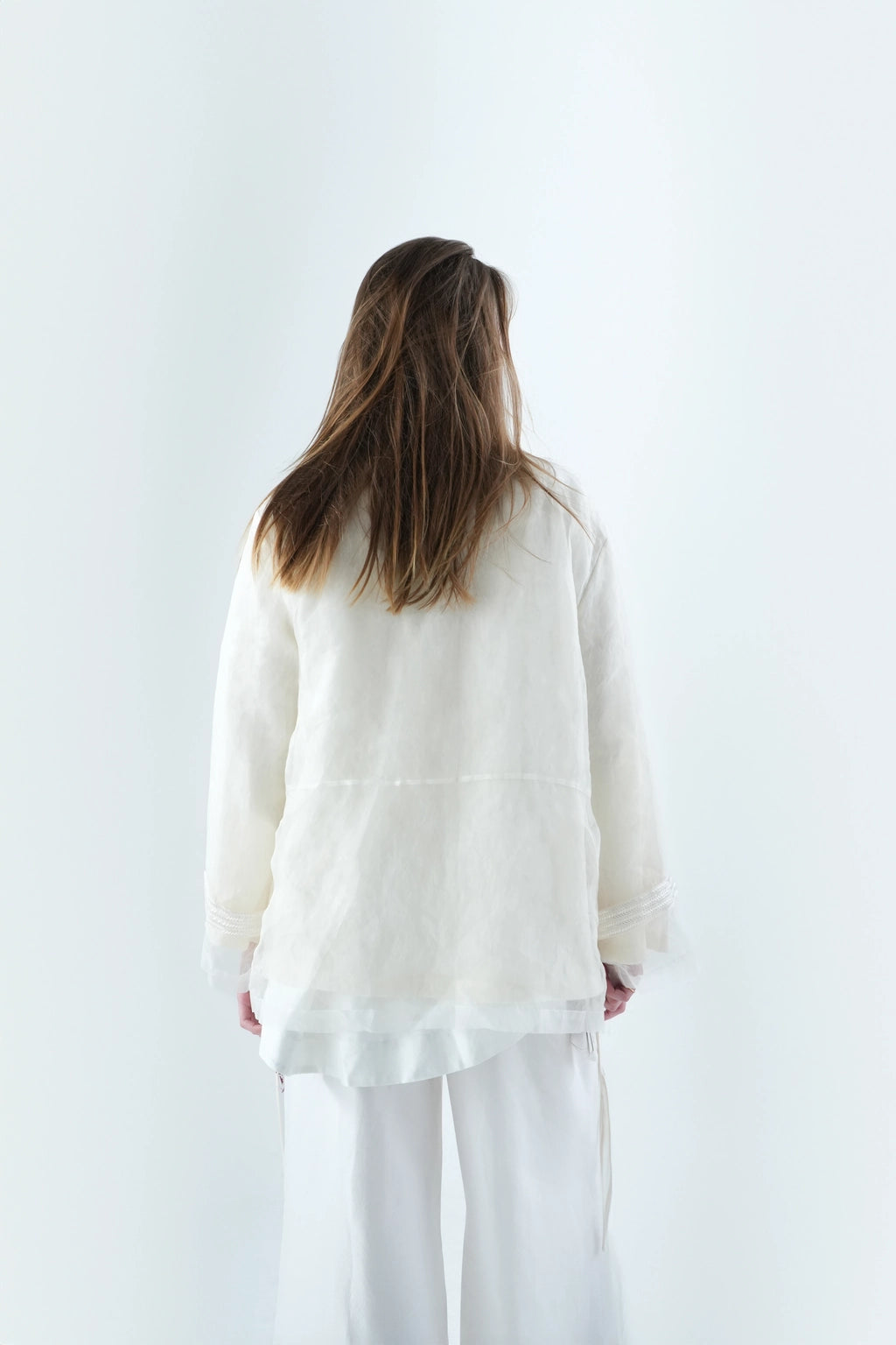 Happiness On The Branches - Wool Silk Blend Embroidered Cardigan