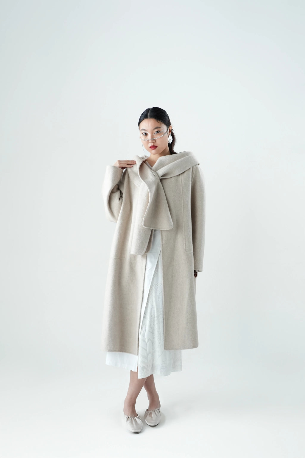 The Emperor and The Assassin - Wool Blend Coat With Scarf