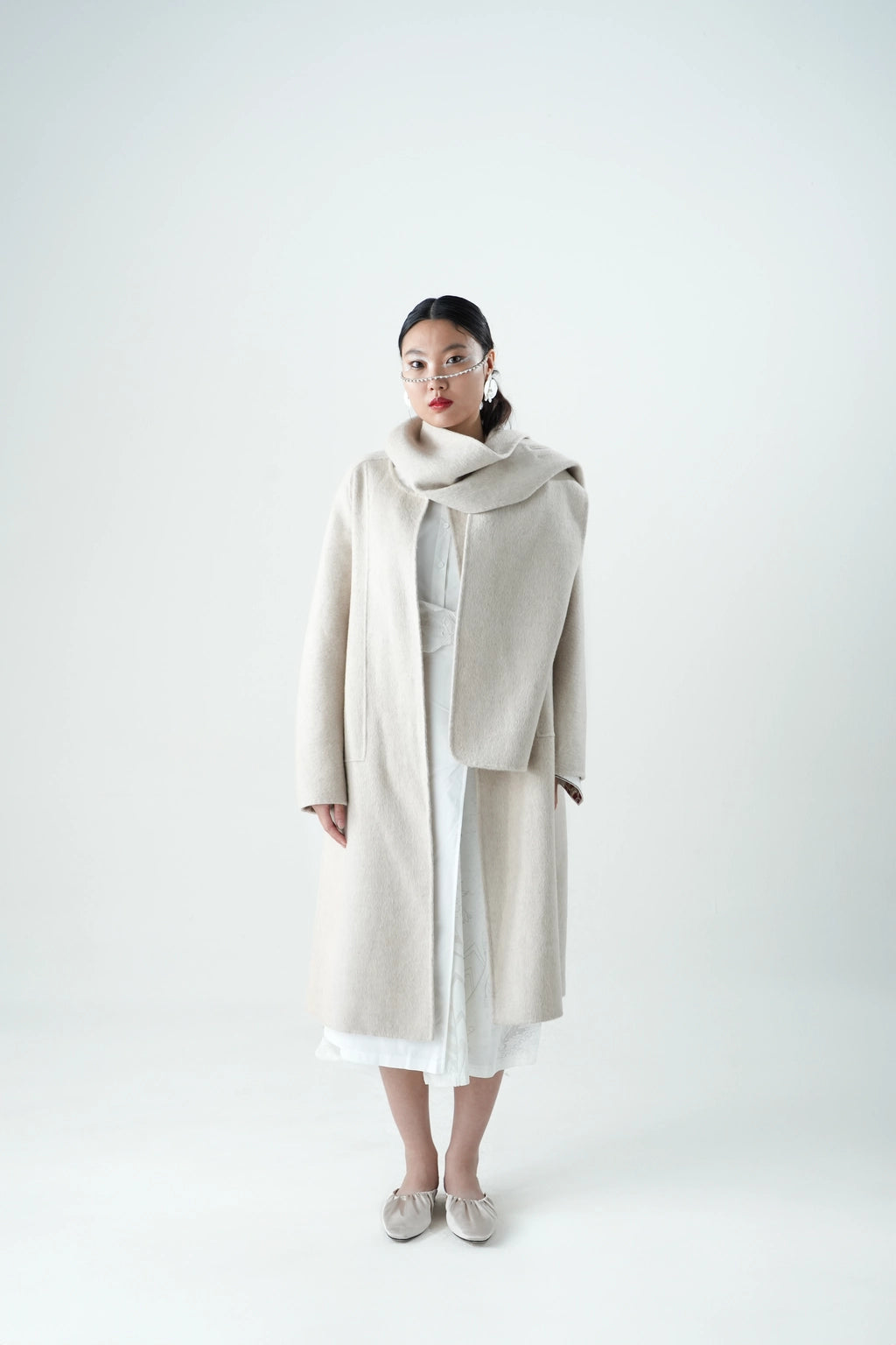 The Emperor and The Assassin - Wool Blend Coat With Scarf