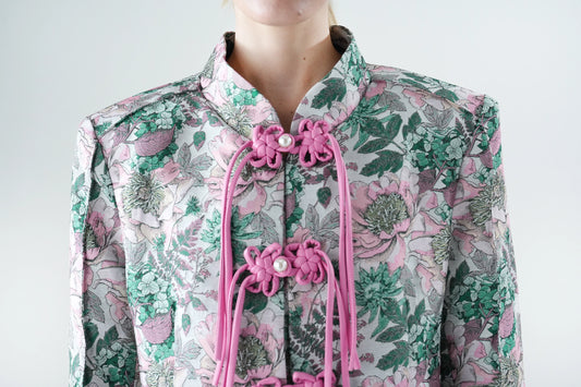 Floral Grace Cheongsam - Paeonia Cut Out Back Blazer