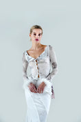 Load image into Gallery viewer, Dream To The Moon - Hand Painted Tulle Long Sleeve Feather Top
