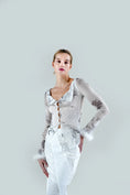 Load image into Gallery viewer, Dream To The Moon - Hand Painted Tulle Long Sleeve Feather Top
