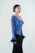 Load image into Gallery viewer, Dream To The Moon - Hand Painted Tulle Long Sleeve Feather Top
