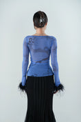 Load image into Gallery viewer, Dream To The Moon - Hand Painted Tulle Long Sleeve Feather Top
