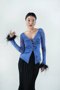 Load image into Gallery viewer, Dream To The Moon - Hand Painted Tulle Long Sleeve Feather Top
