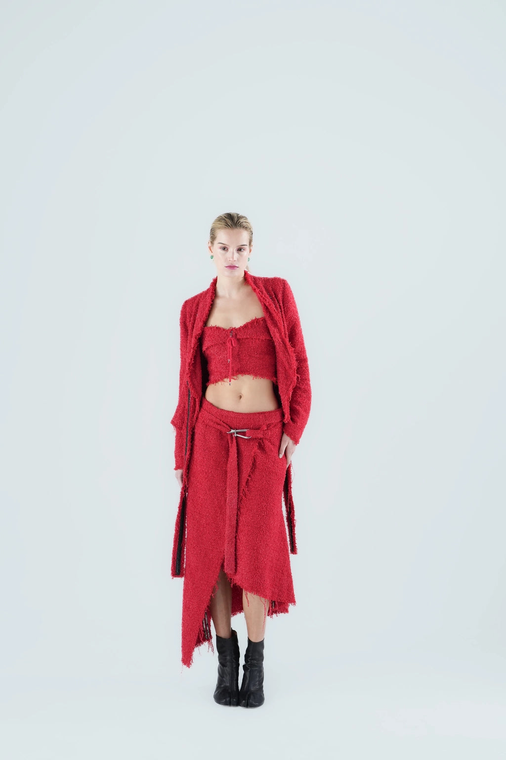 A Series of Mulan's Secret Eternal Flame Ensemble - Red Woven Three Piece Set