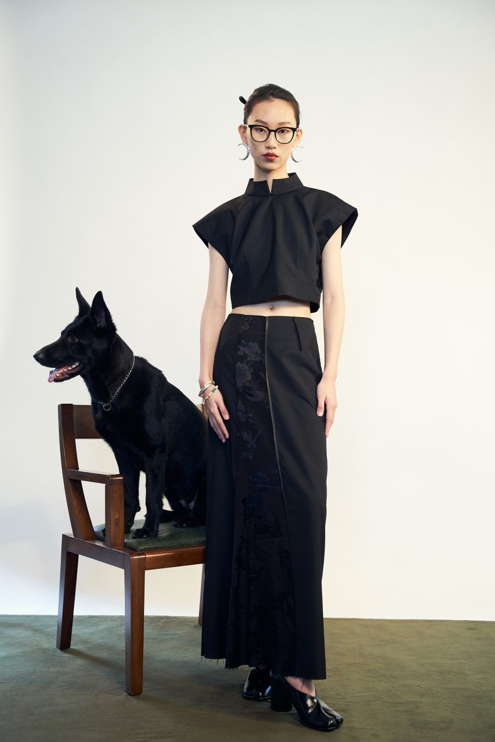 Florid - A Line Skirt Black