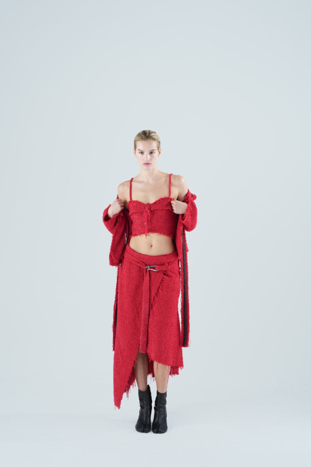 A Series of Mulan's Secret Eternal Flame Ensemble - Red Woven Three Piece Set